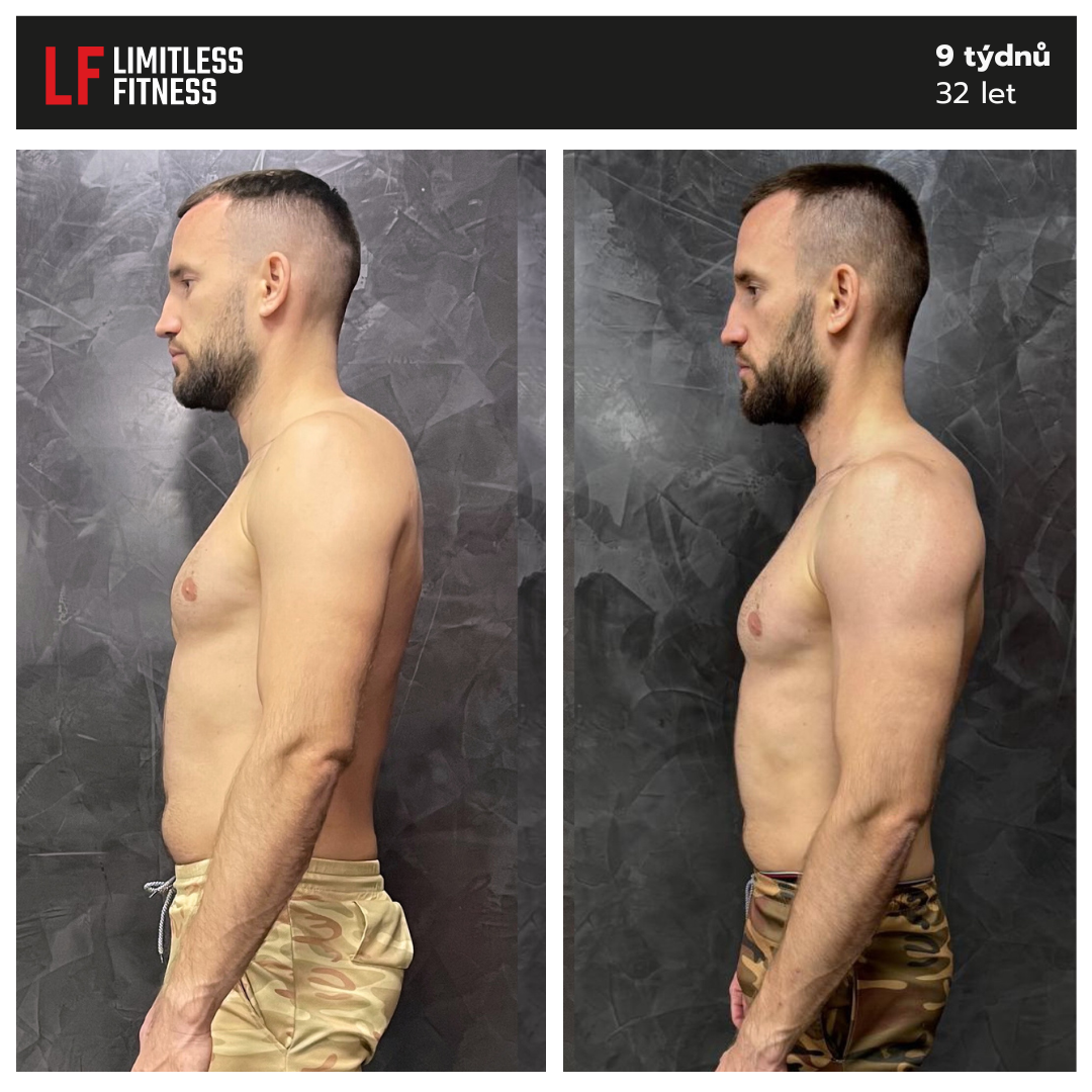 Danova proměna po 9 týdnech spolupráce s Limitless Fitness Prague