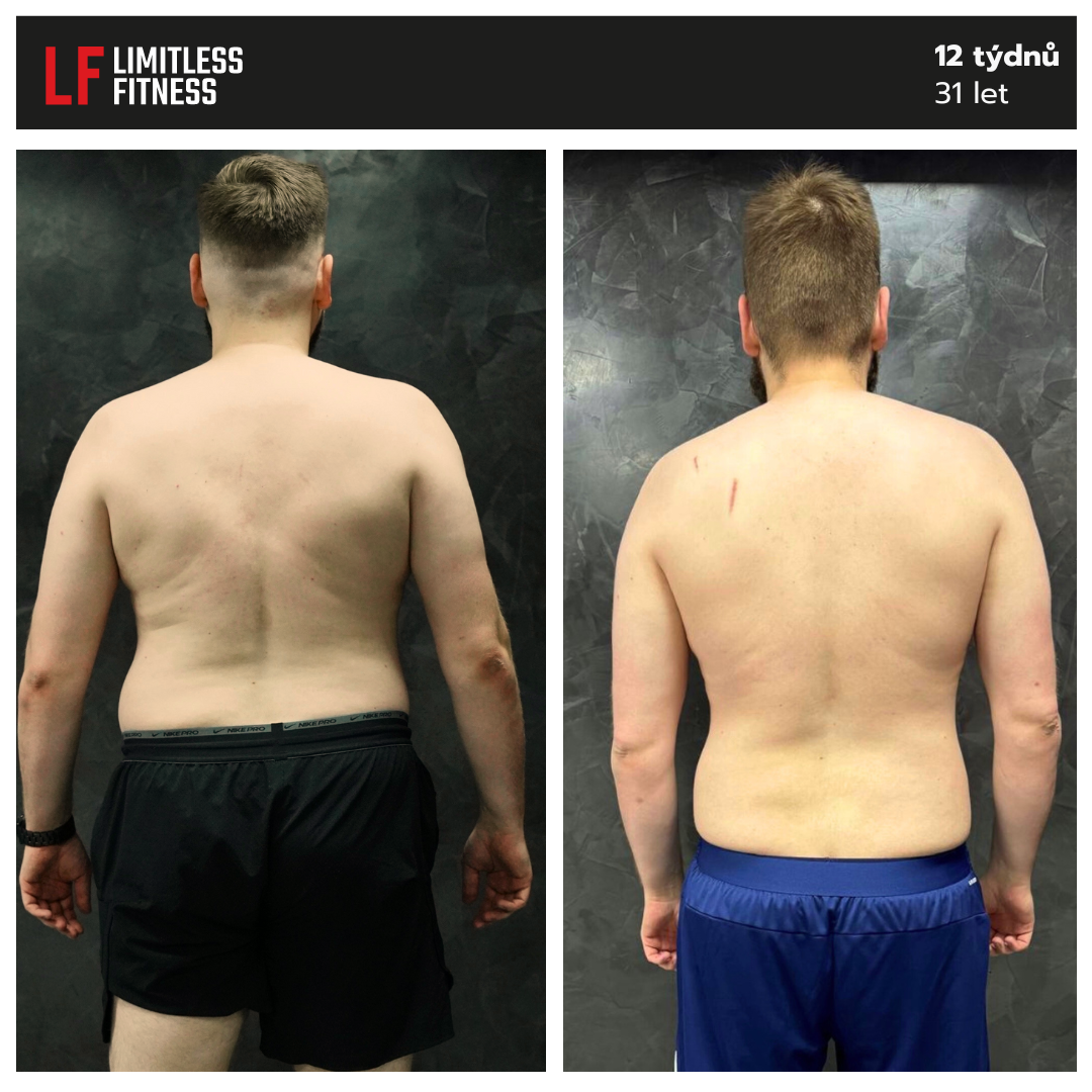 Kubova proměna po 12 týdnech spolupráce s Limitless Fitness Prague